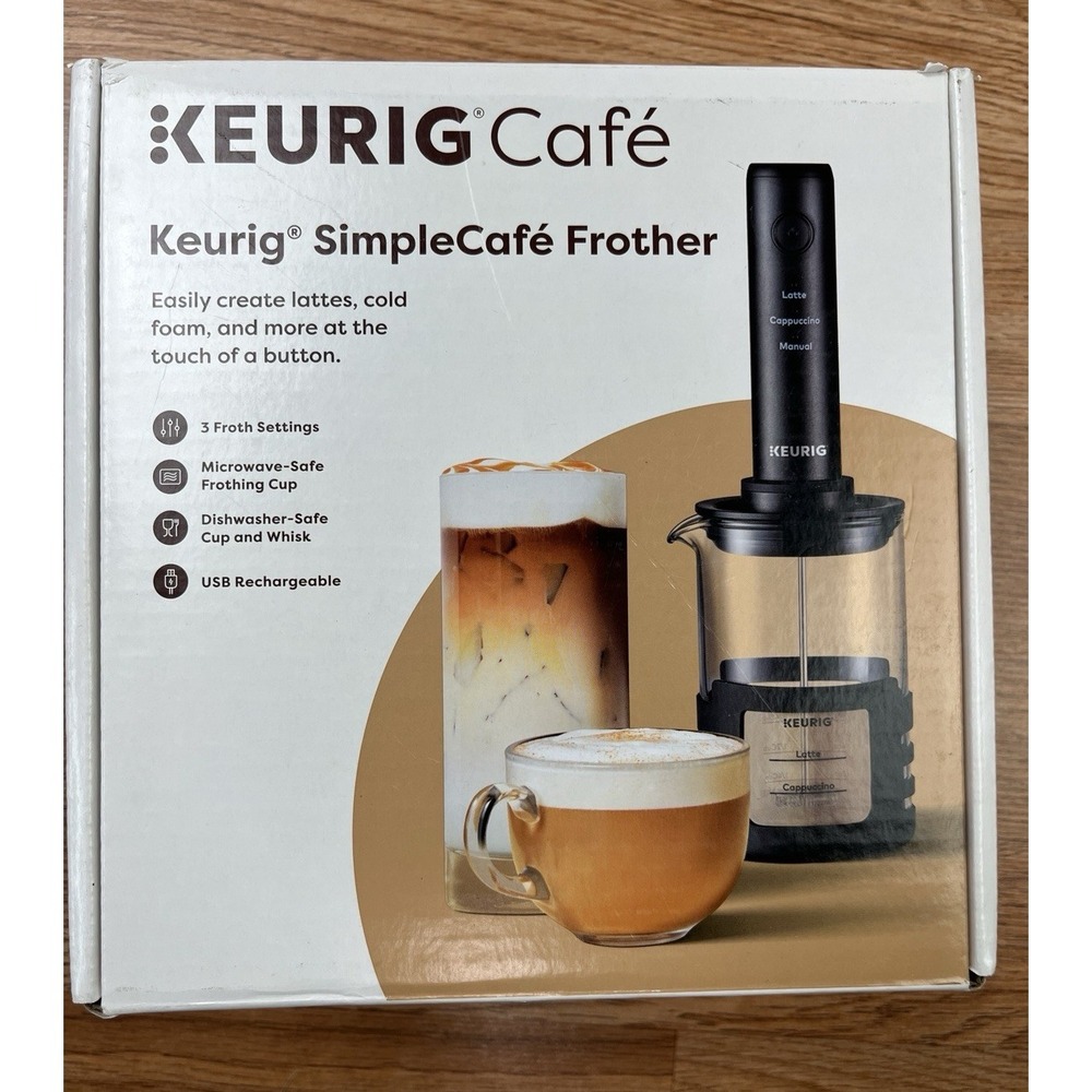 Keurig Simple Cafe Milk Frother USB Rechargable Latte Capuccino Cold Foam Maker